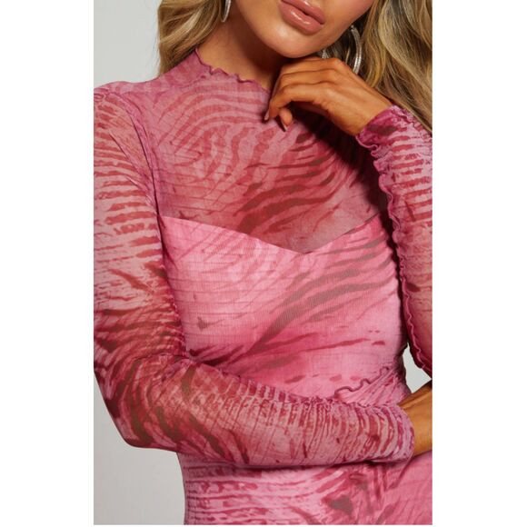 GUESS mesh body con long sleeve dress NWT - Picture 2 of 9